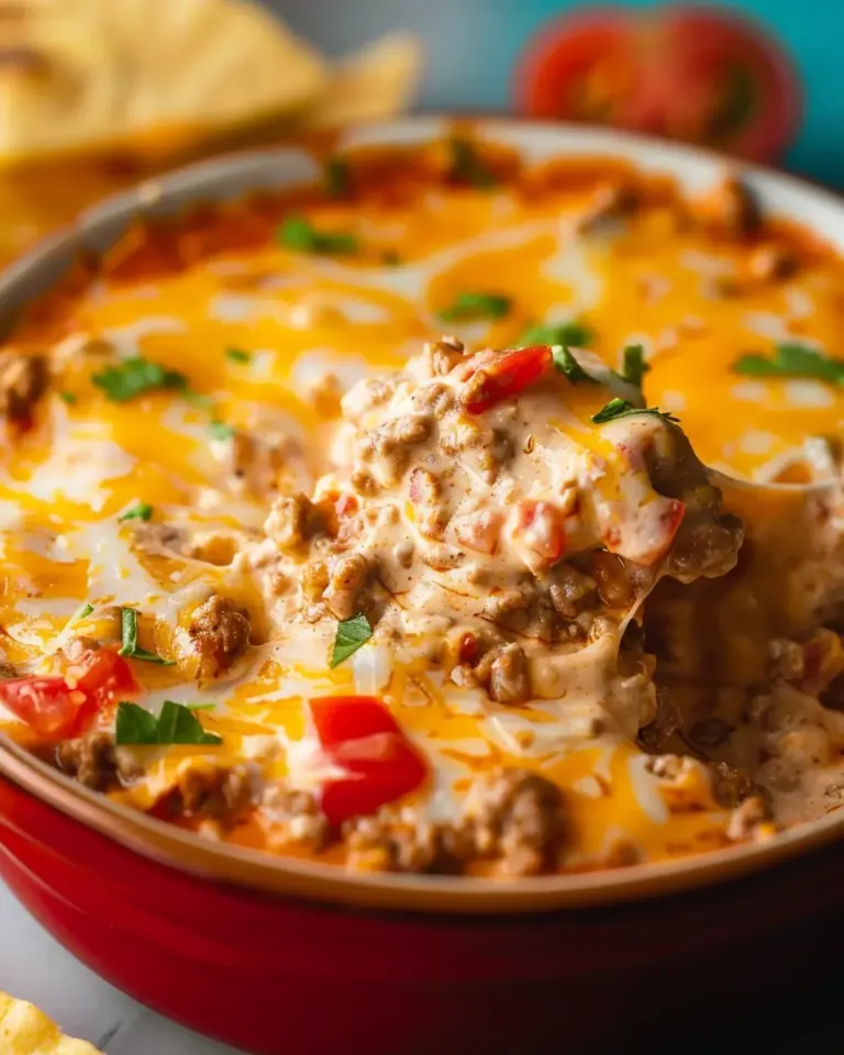 Easy Rotel Dip with Ground Beef and Sour Cream