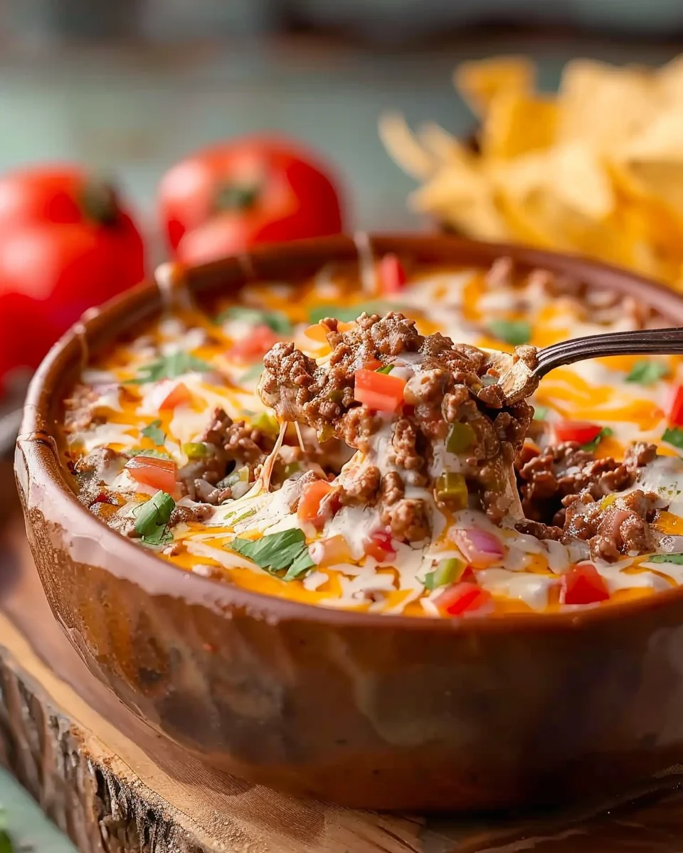 Spicy Rotel Dip with Ground Beef