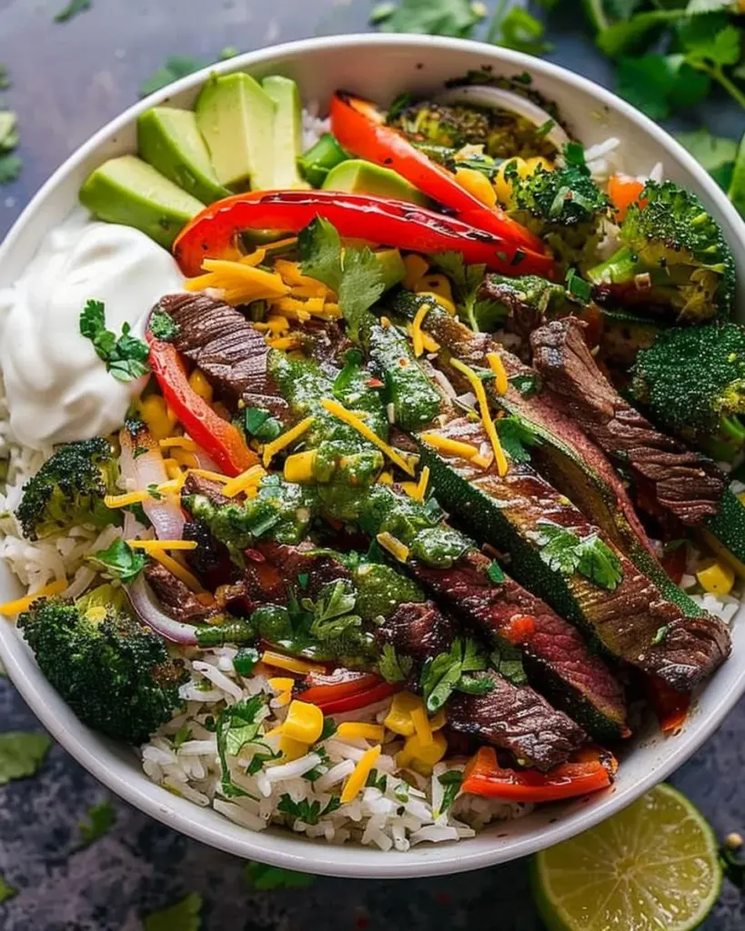 Easy Smoky Steak Bowl with Veggies and Rice