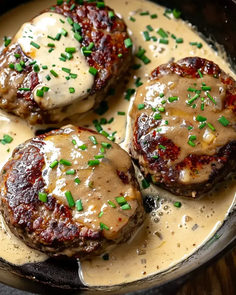 Hamburger Steaks with Creamy Whiskey Sauce