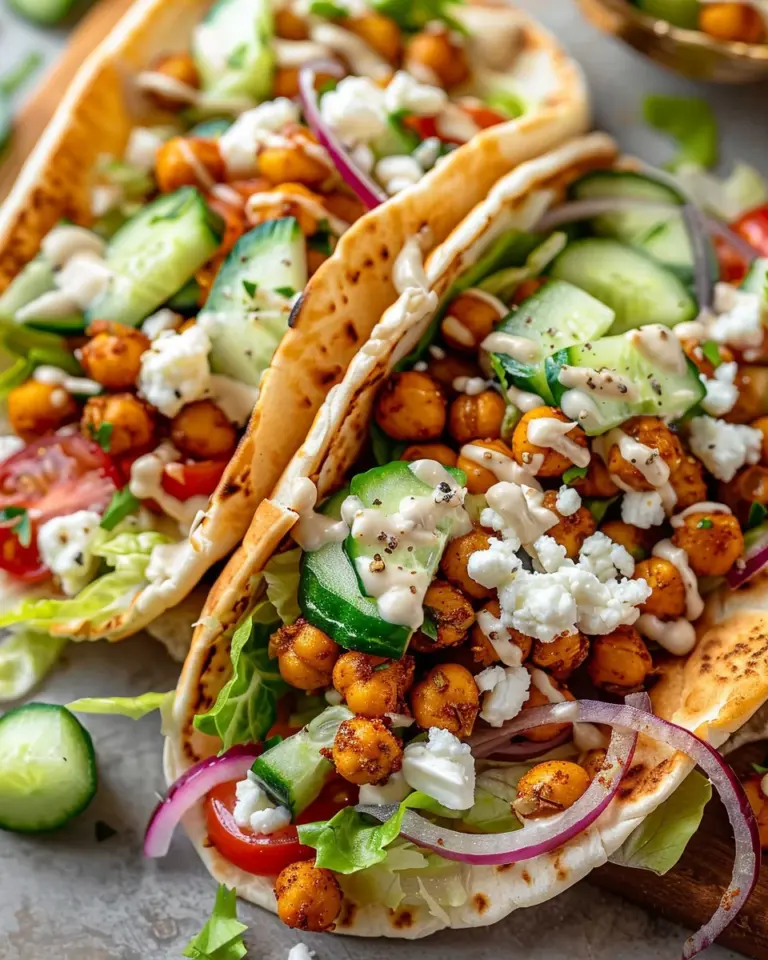Mediterranean Chickpea Pita Tacos