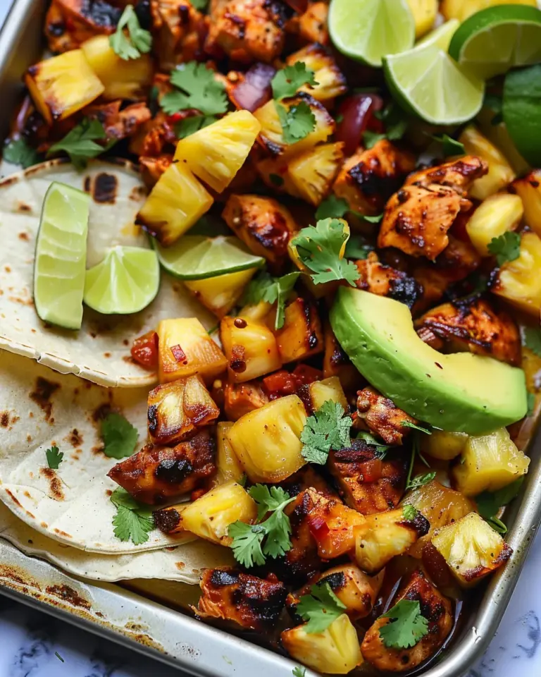 One Pan Chicken & Pineapple Tacos