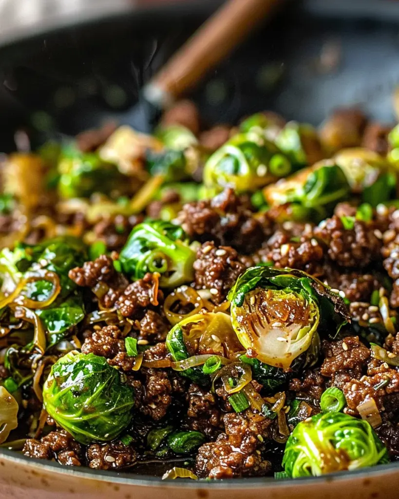 Ground Beef and Brussels Sprouts