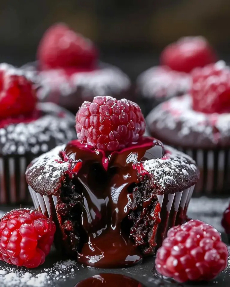 Raspberry Chocolate Lava Cupcakes