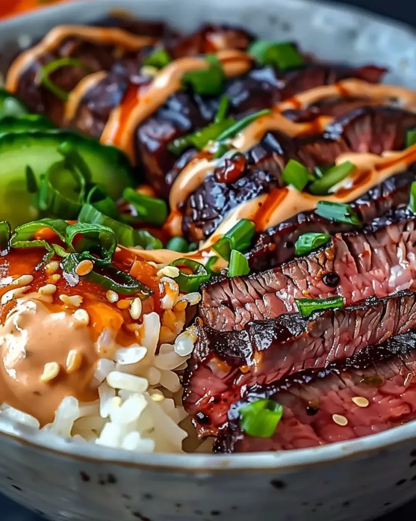 Irresistibly Easy Korean BBQ Steak Rice Bowls with Spicy Cream Sauce