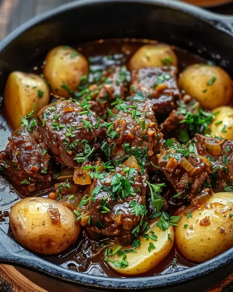 Slow Cooker Garlic Butter Beef with Potatoes
