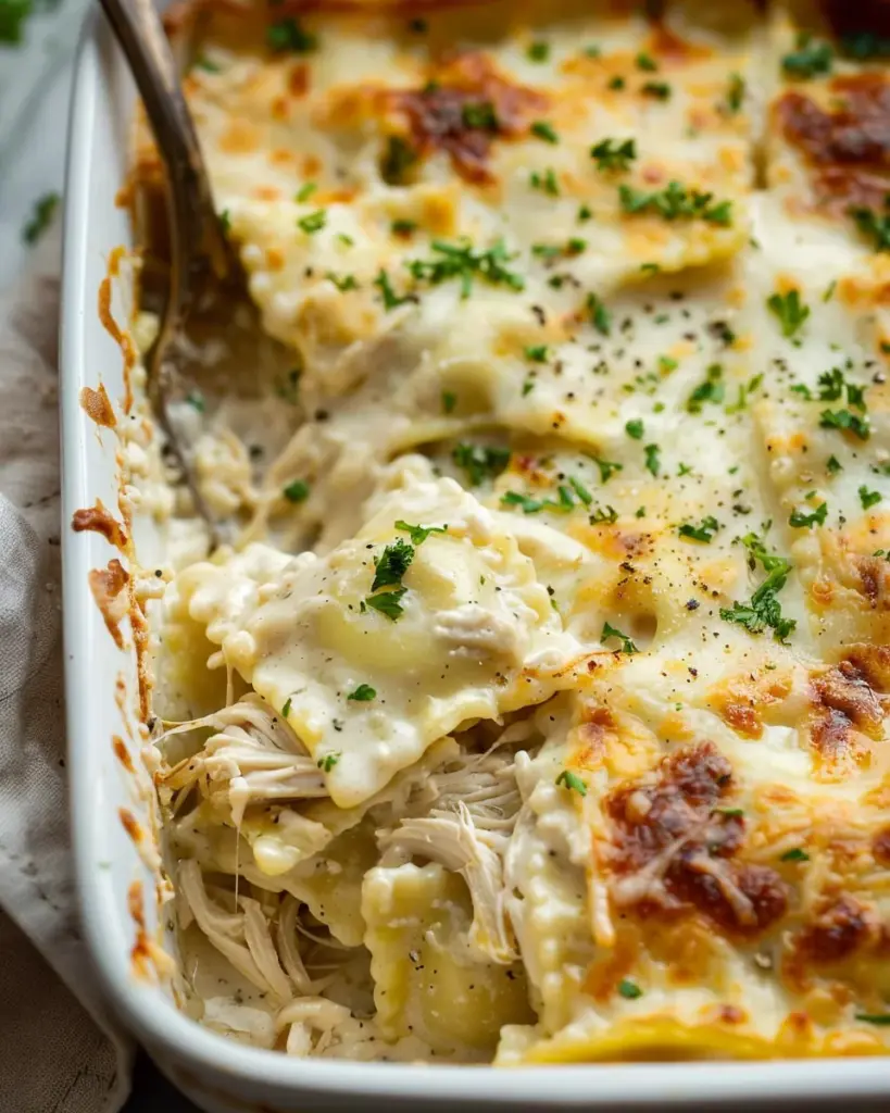 Alfredo Ravioli Casserole