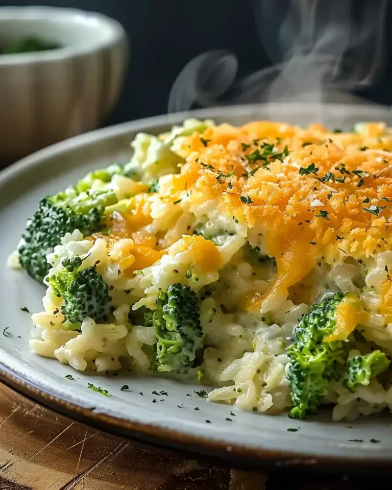 Creamy Cheesy Broccoli Rice Casserole