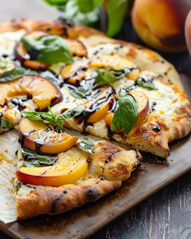 Easy Peach & Basil Naan Bread Pizza
