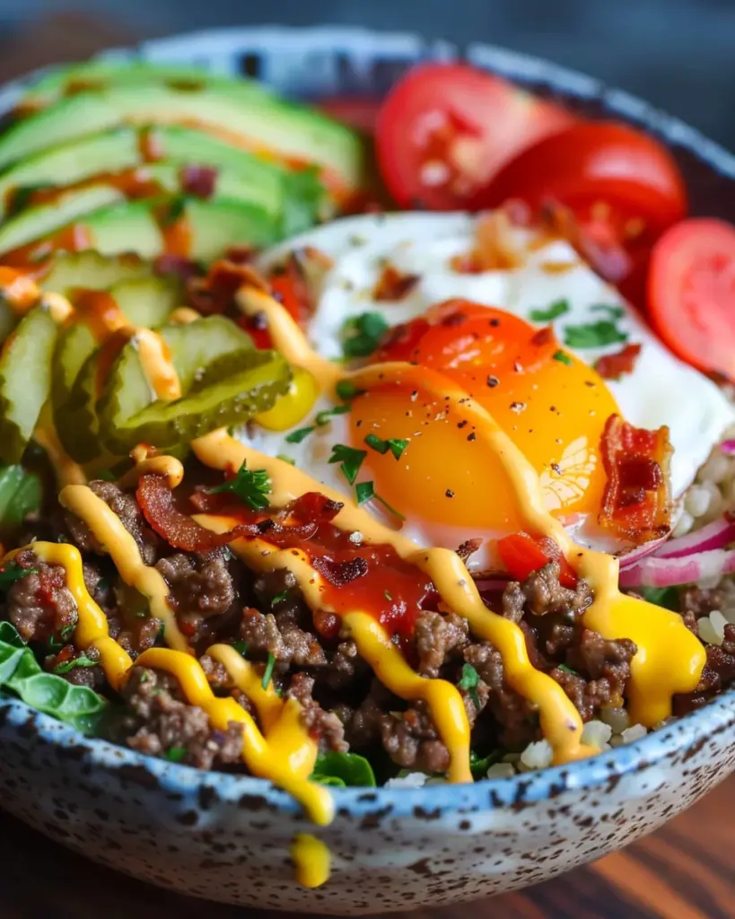 High-Protein Cheeseburger Bowls Recipe – Low-Carb Meal Prep with Ground Beef & Burger Sauce