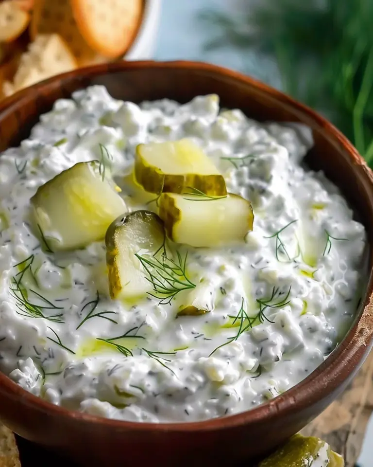 Creamy Dill Pickle Cottage Cheese Dip