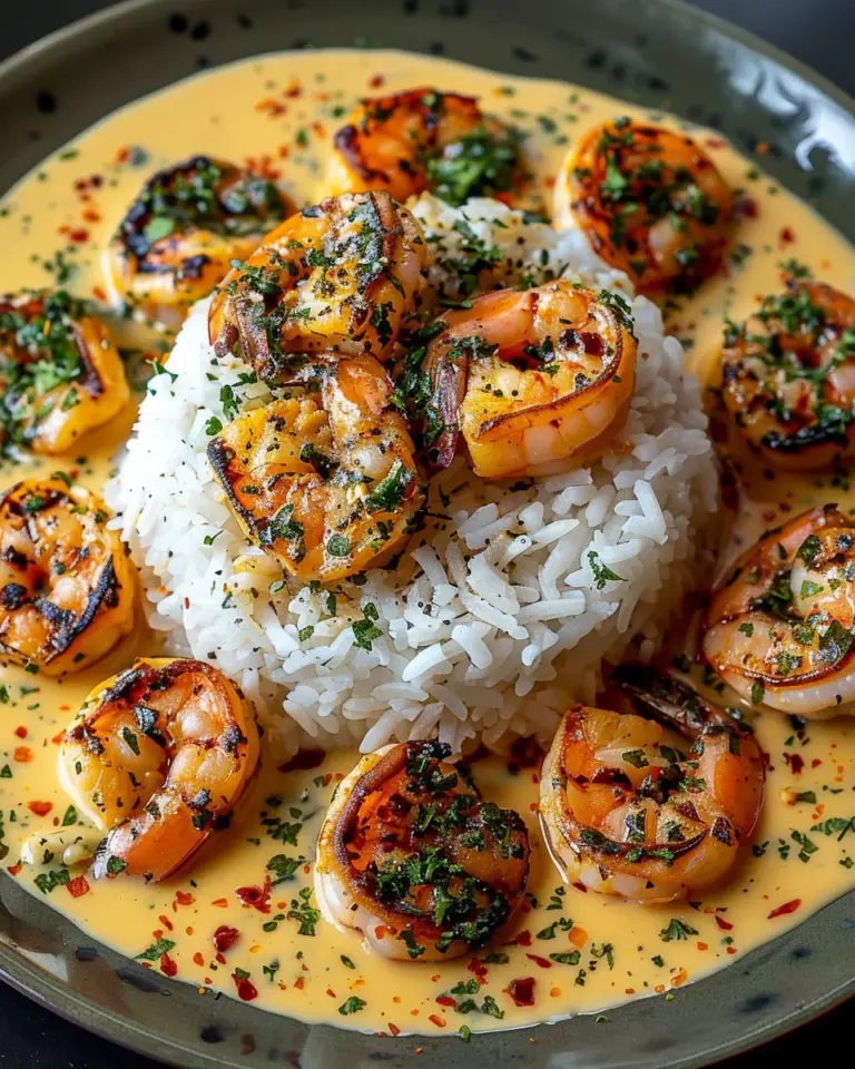 Creamy Garlic Butter Shrimp over Rice Recipe