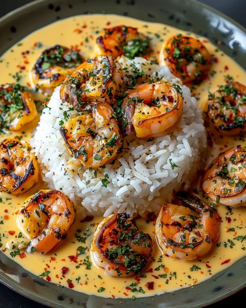 Creamy Garlic Butter Shrimp over Rice Recipe