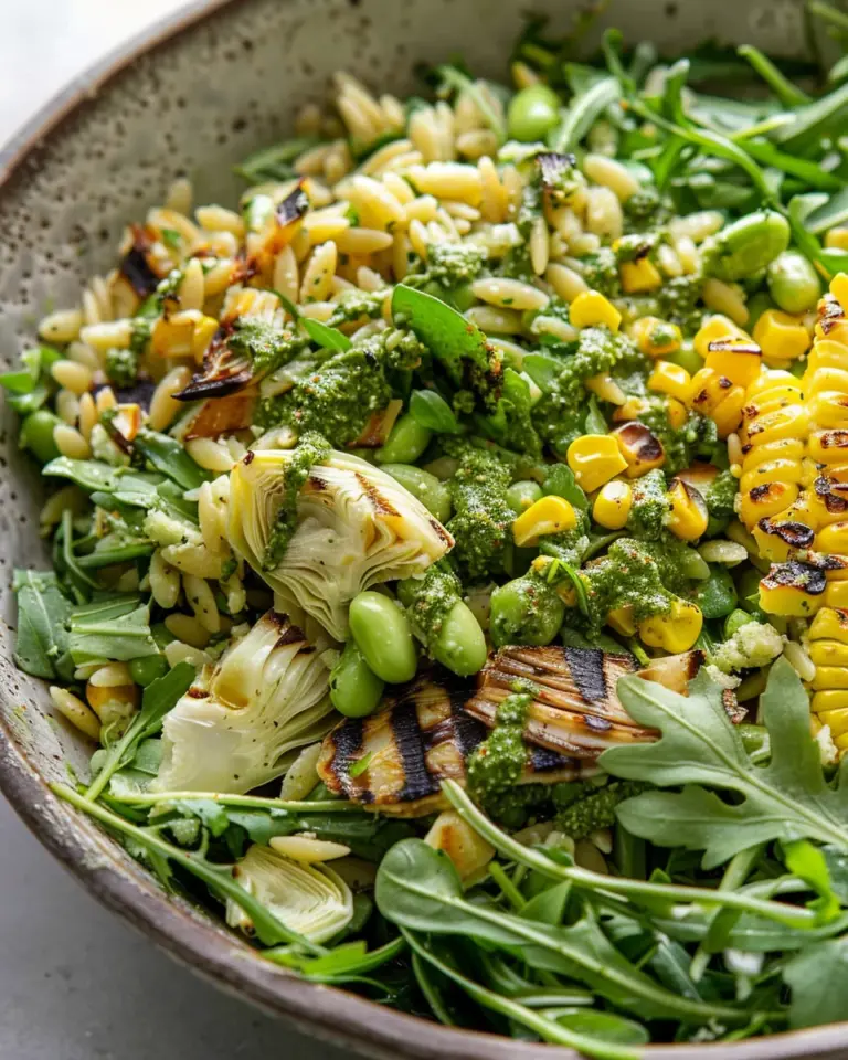 Grilled Corn Orzo Salad with Scallion Dill Dressing
