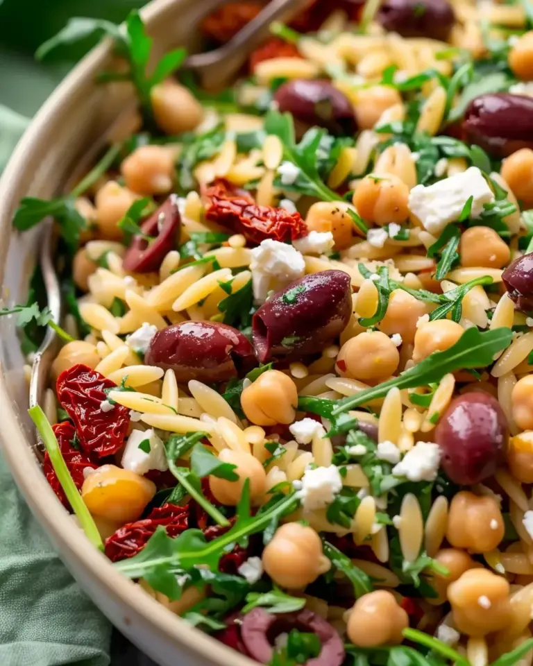 Simple Mediterranean Chickpea and Orzo Salad