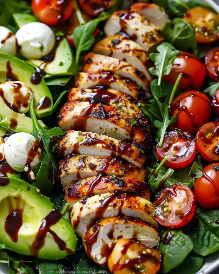 Baked Marinated Chicken Salad with Mozzarella and Balsamic Vinaigrette