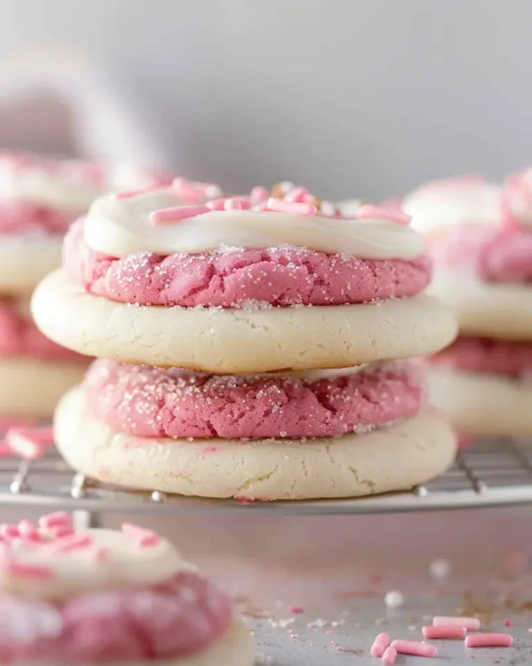 Copycat Crumbl Pink Velvet Cookies with a Cake Mix