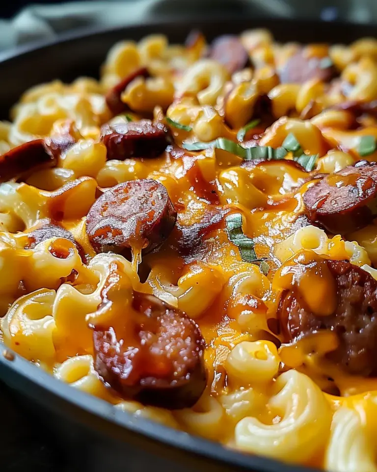 Spicy BBQ Cheddar Mac with Smoked Sausage