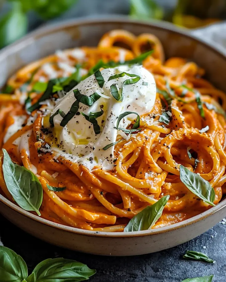 Creamy Red Pepper Pasta with Burrata & Herbs: An Incredible Ultimate Recipe