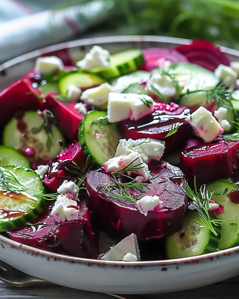 Beet Salad with Feta, Cucumbers, and Dill