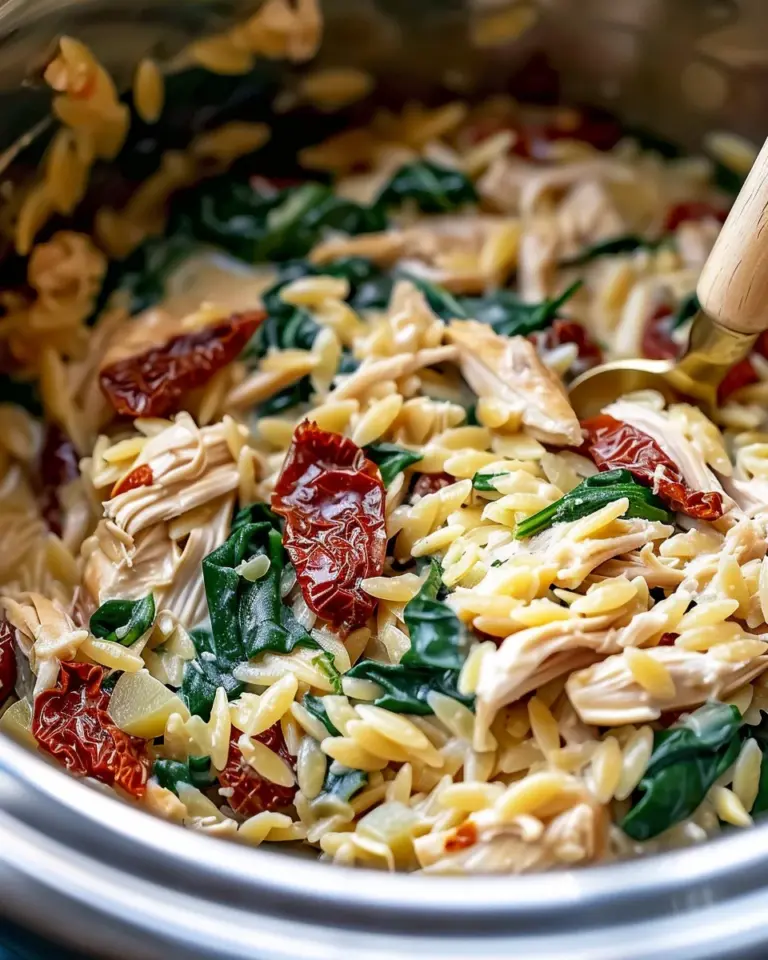 Classic Crockpot Tuscan Chicken Orzo