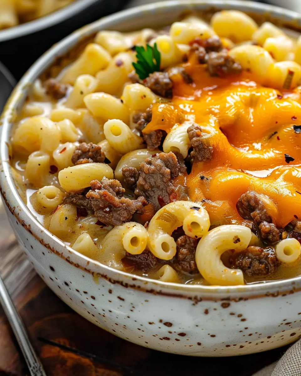 Macaroni Cheeseburger Soup