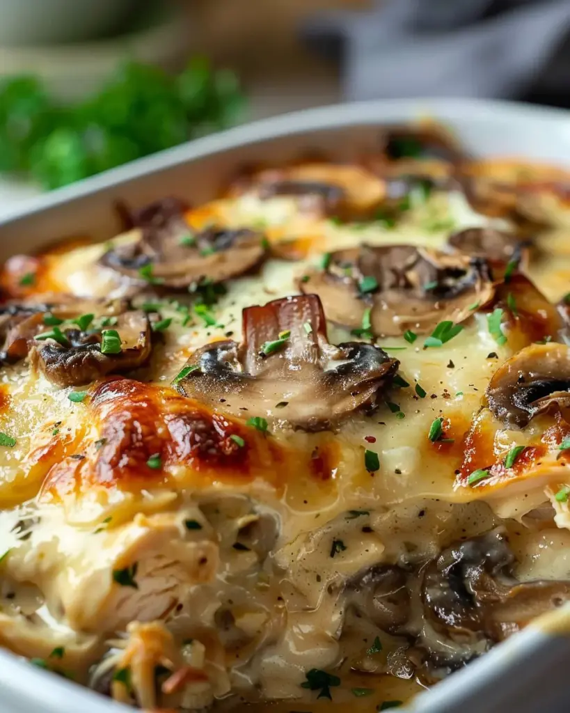 Keto Garlic Mushroom Chicken Casserole