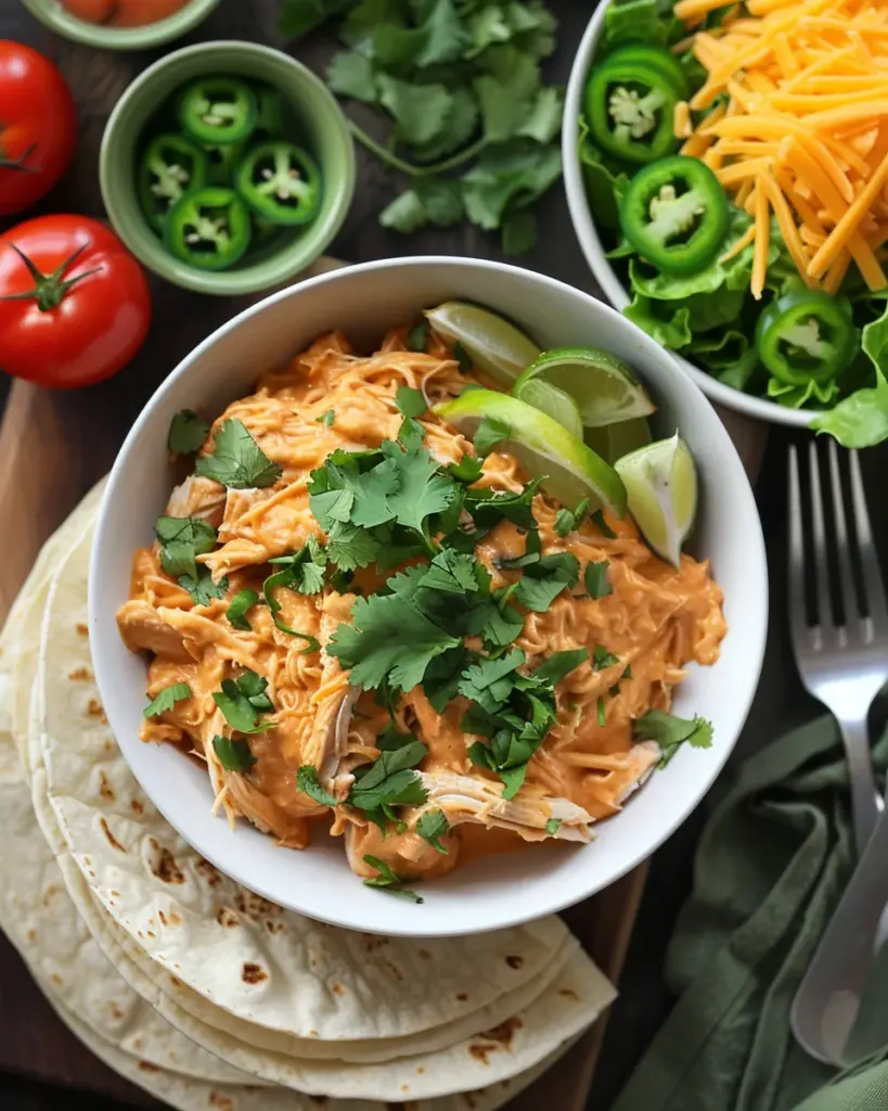 Slow Cooker Queso Chicken Tacos
