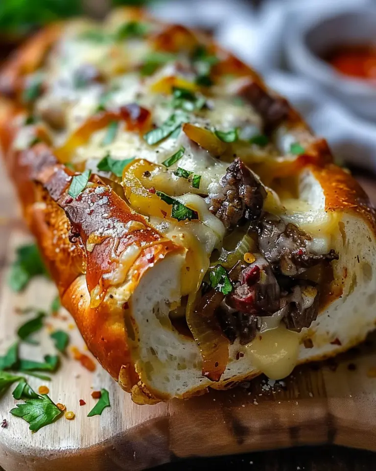 Cheesesteak-Stuffed Garlic Bread Loaf: Comfort Food Bliss