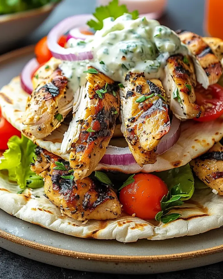 Greek Chicken Gyros with Lemon-Herb Marinade and Tzatziki