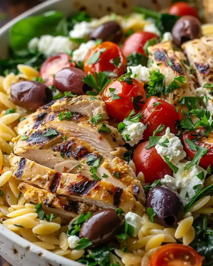 High Protein Mediterranean Chicken Orzo