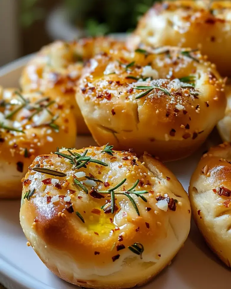 Golden Crust Garlic Rosemary Focaccia Muffins