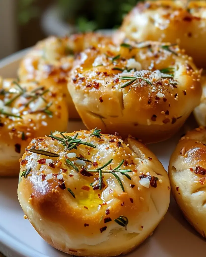 Golden Crust Garlic Rosemary Focaccia Muffins