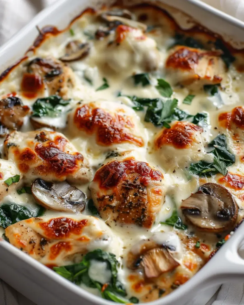 Chicken Spinach & Mushroom Low Carb Oven Dish