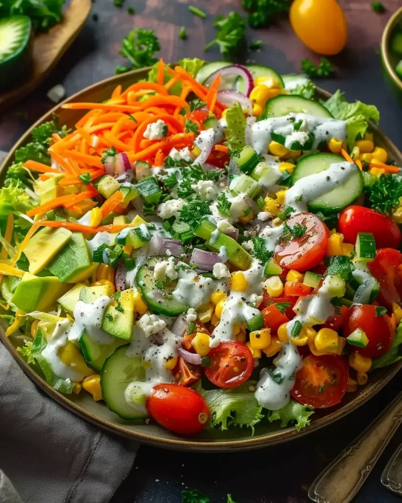Zesty Divorce Salad with Crunchy Vegetables and Creamy Dressing
